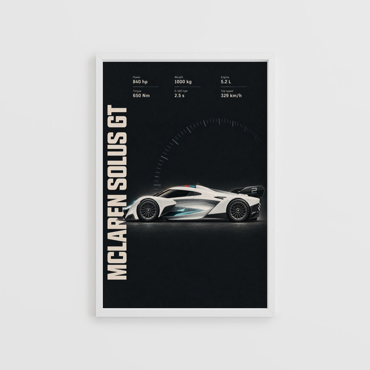 Vintage McLaren Solus GT Print, Supercar Wall Art