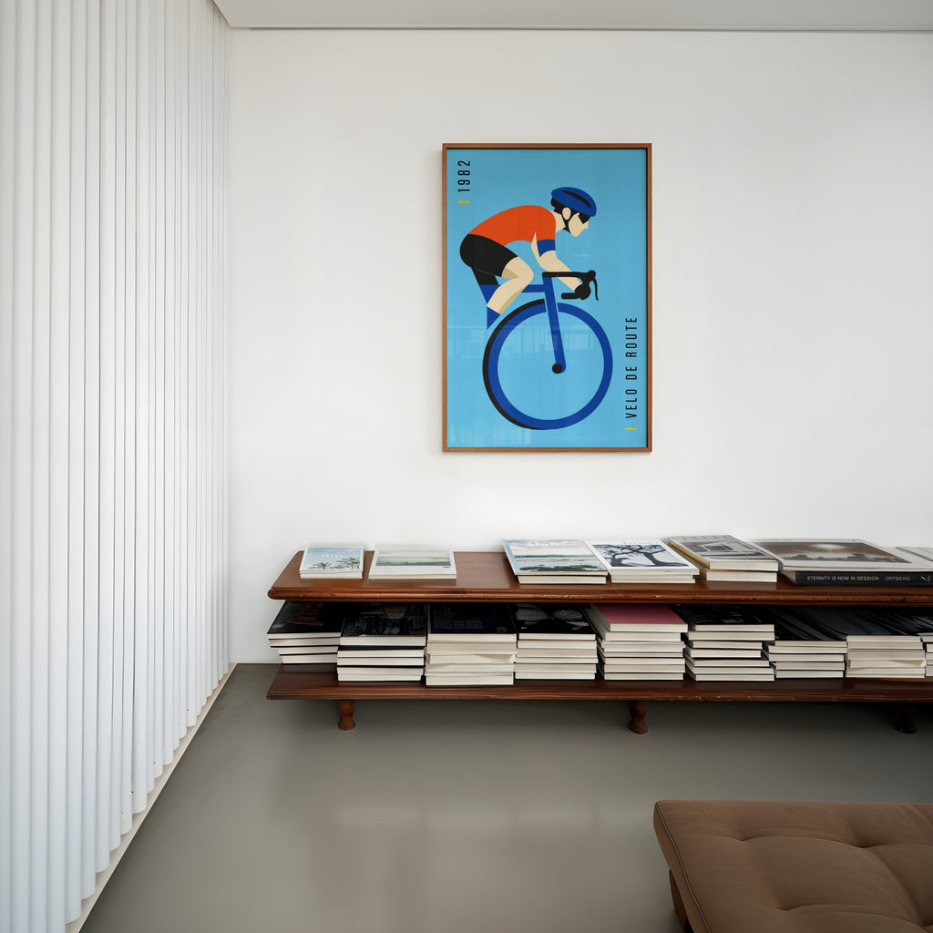 Vintage Cycling Poster, Road Cyclist Print, Wall Art