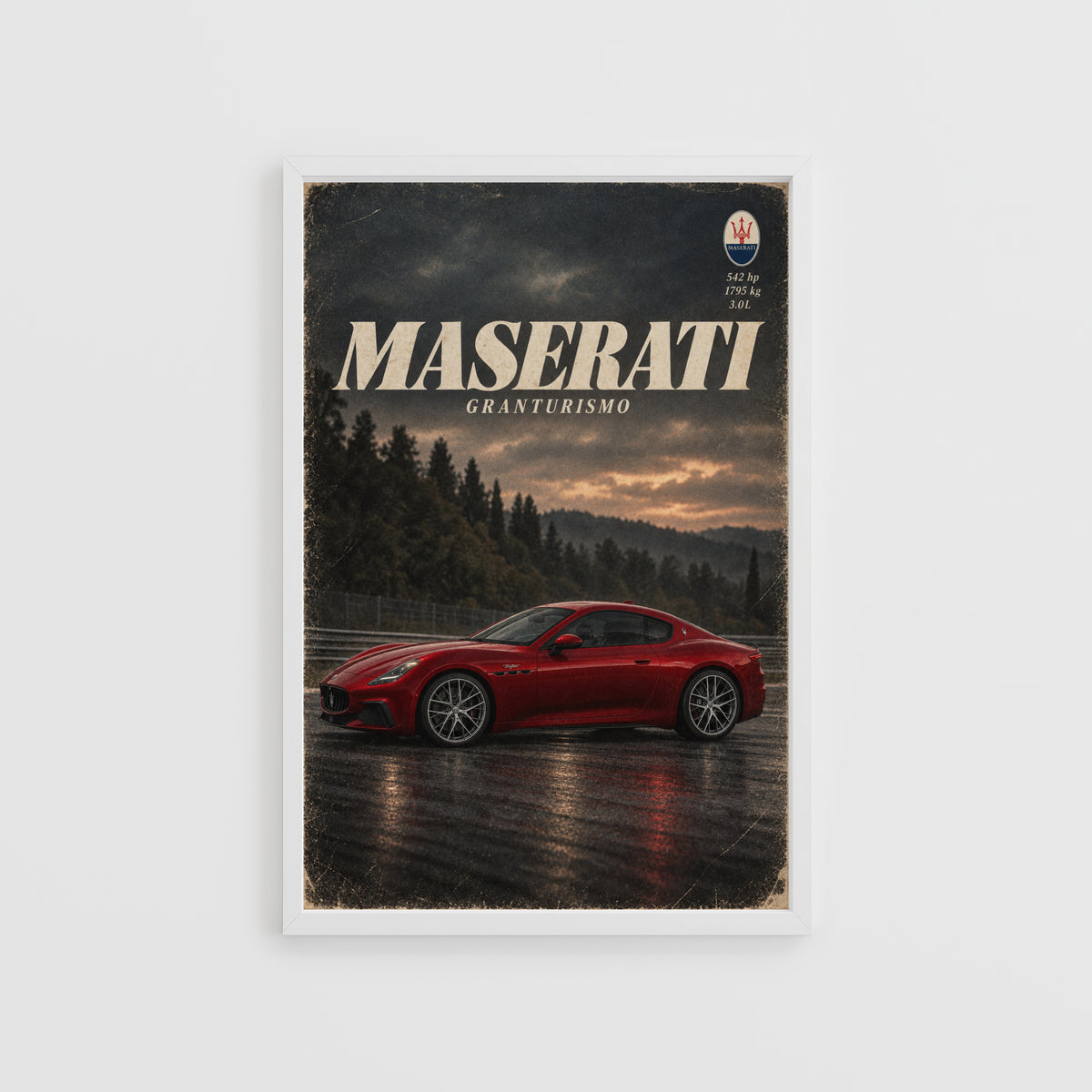 Vintage Maserati GranTurismo Print, Car Wall Art