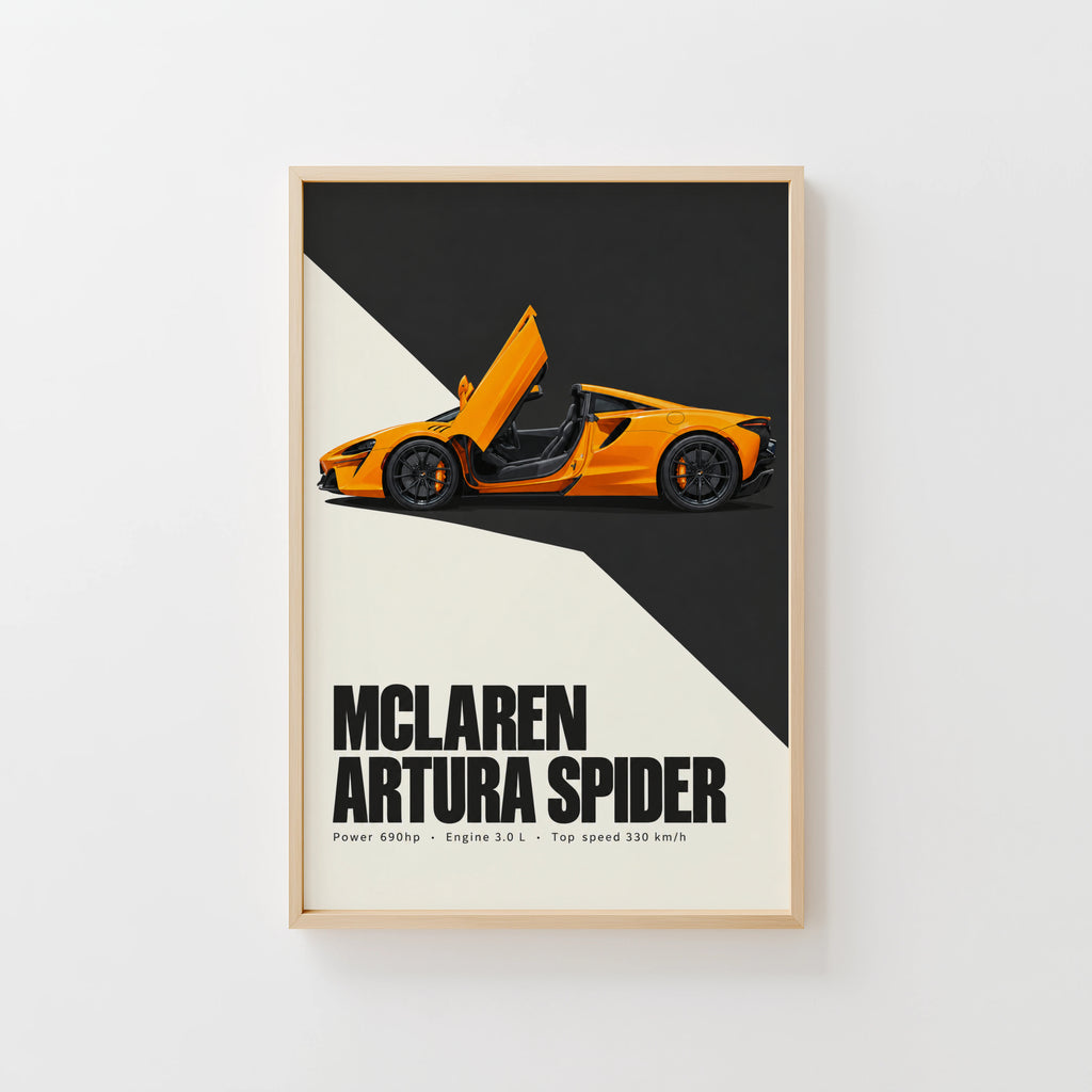 Vintage McLaren Artura Spider Print, Supercar Wall