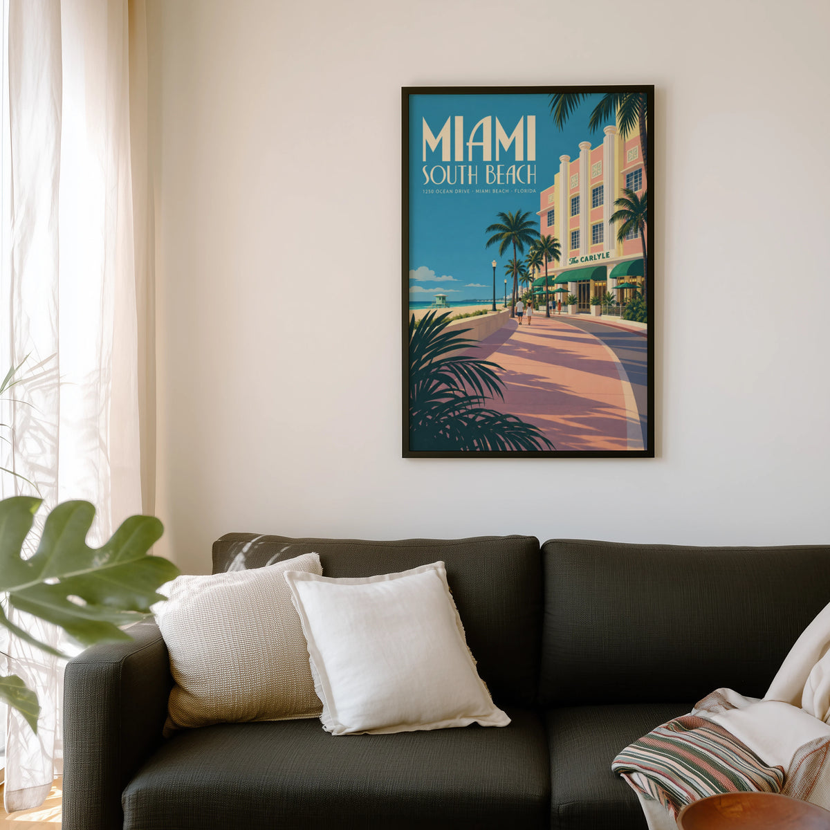 Vintage Miami Beach Poster, Art Deco Wall Art Print
