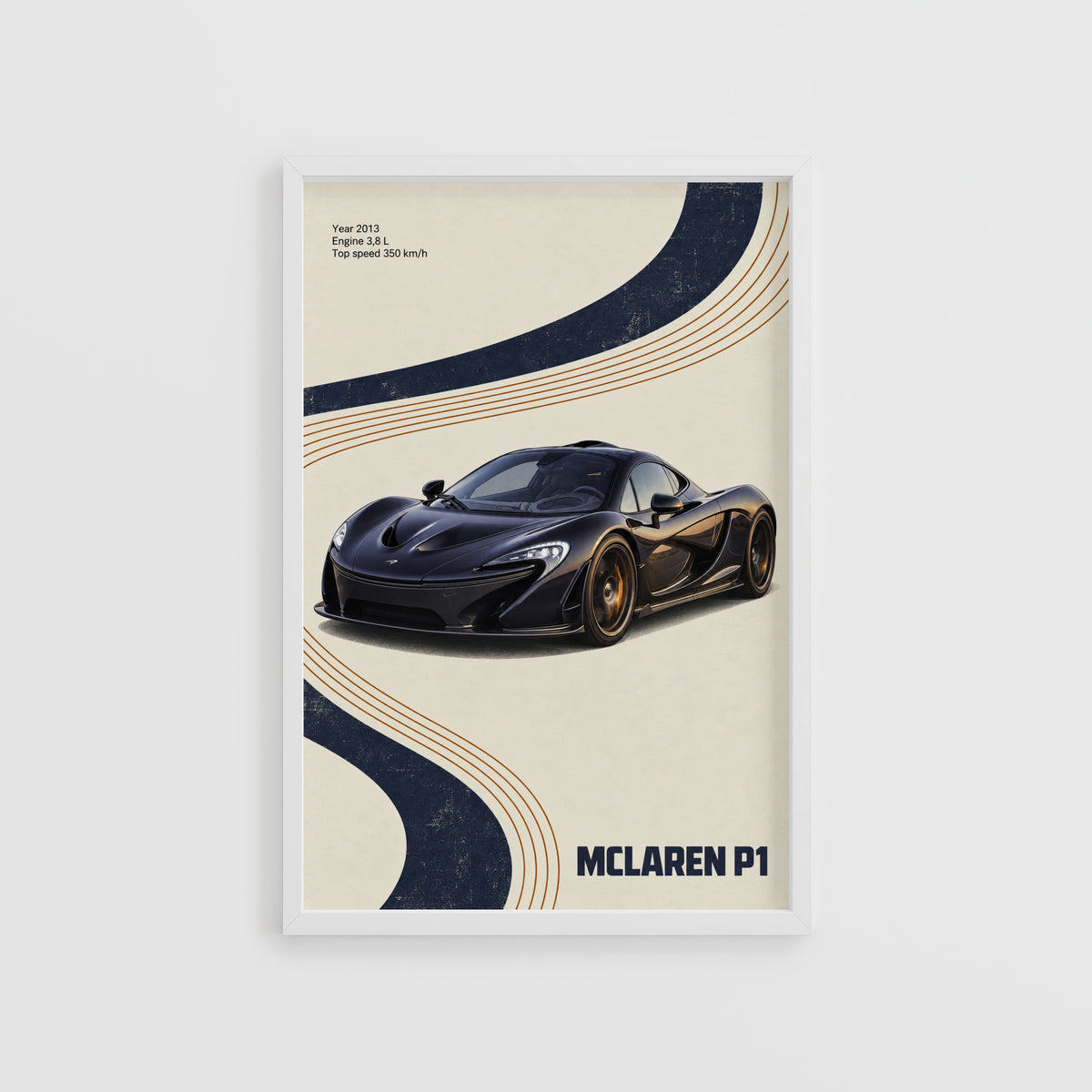 Vintage McLaren P1 Print, Supercar Wall Art