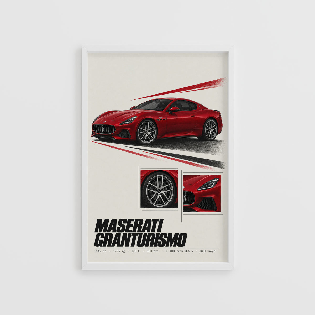 Vintage Maserati GranTurismo Print, Car Wall Art