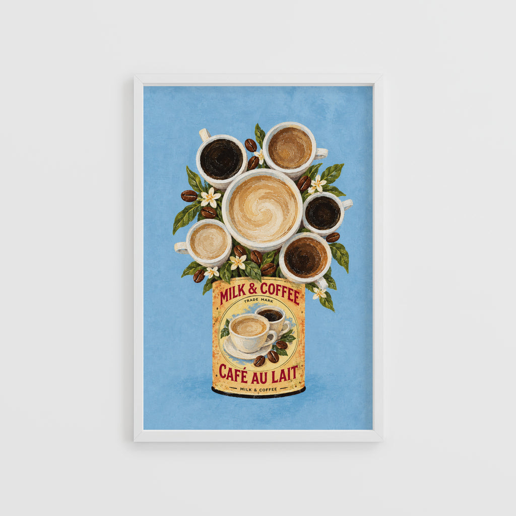 Vintage Coffee Print and Poster, Cafe au Lait Kitchen Art