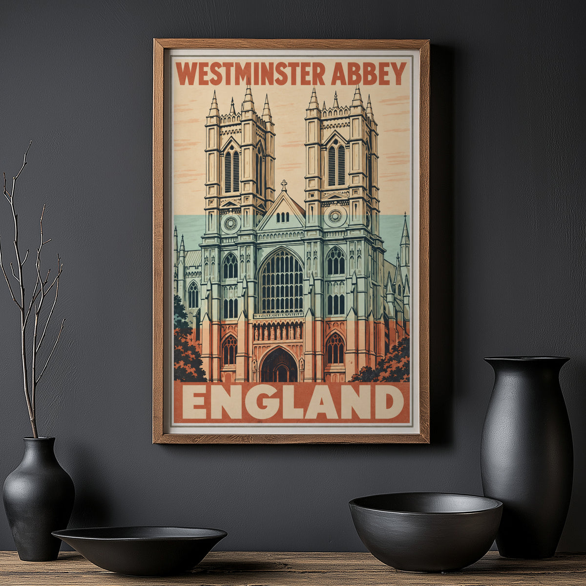 Vintage Westminster Abbey Poster, London Wall Art, Print