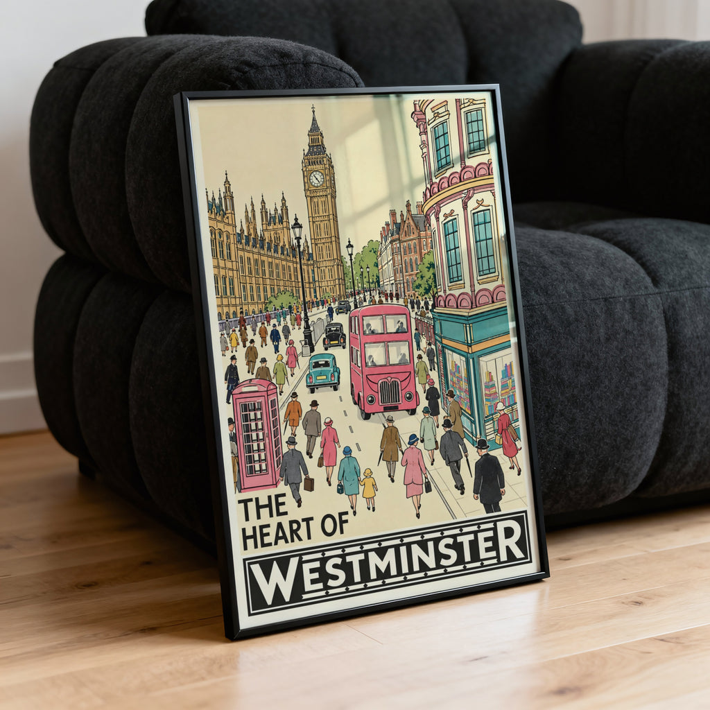 Vintage Westminster London Poster, Big Ben Wall Art, Print