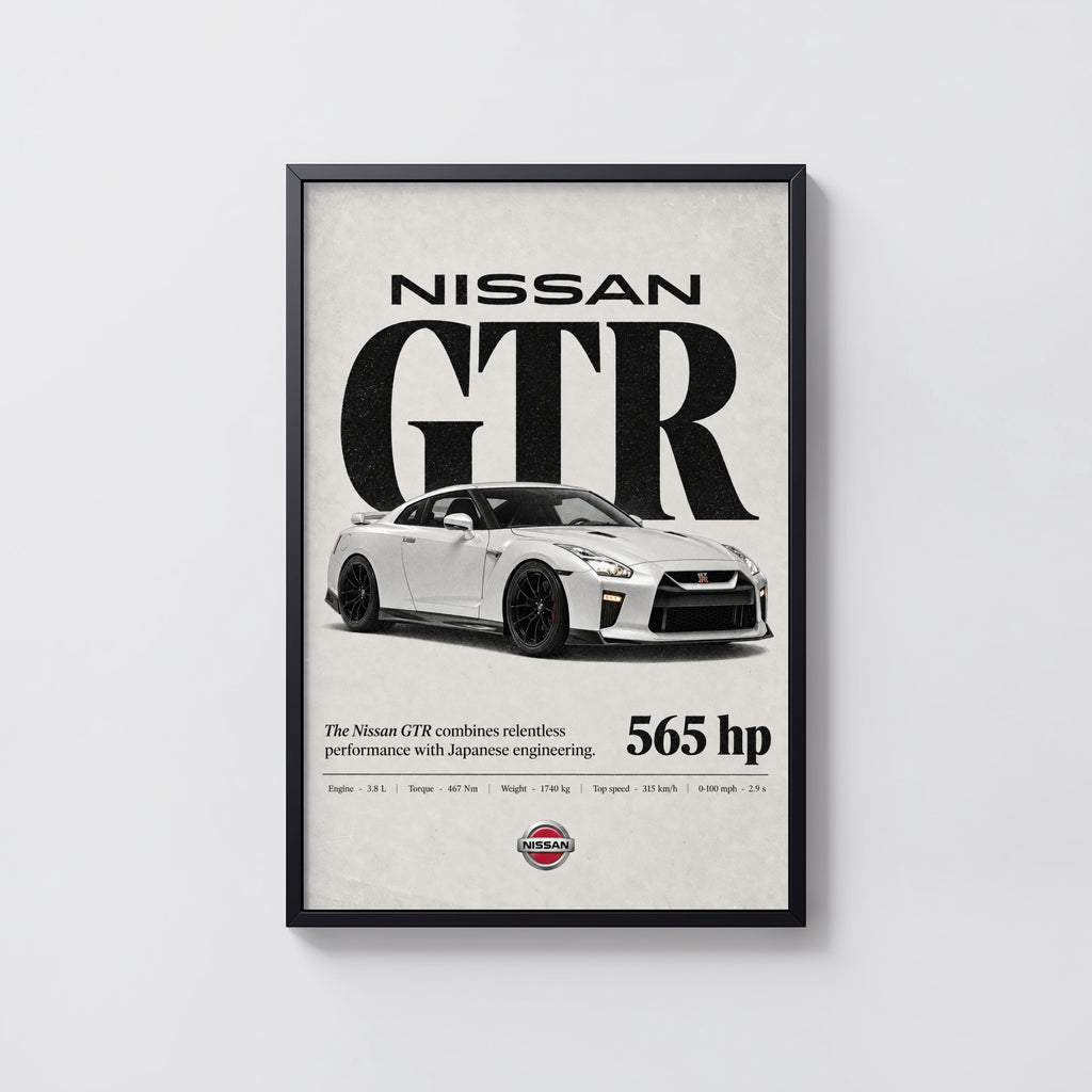 Vintage Nissan GTR Print, Car Poster, Garage Wall Art