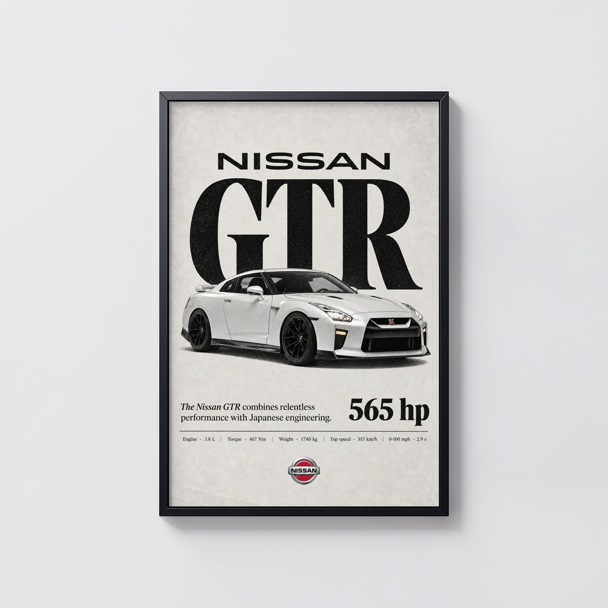 Vintage Nissan GTR Print, Car Poster, Garage Wall Art