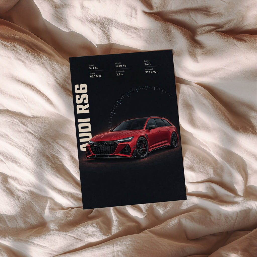 Vintage Audi RS6 Print, Car Wall Art