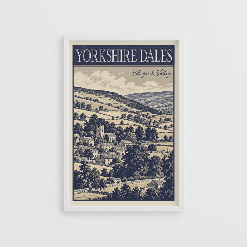 Vintage Yorkshire Dales Poster, Village Wall Art, Print
