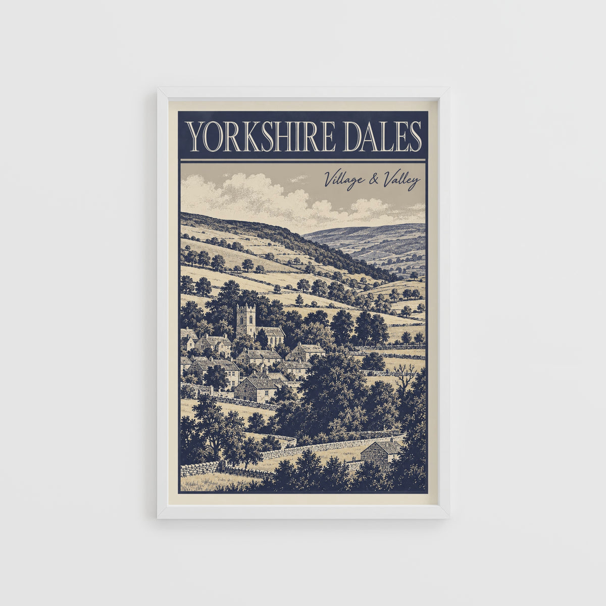 Vintage Yorkshire Dales Poster, Village Wall Art, Print