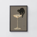Vintage Black Cat Print and Poster, Bathroom Wall Art