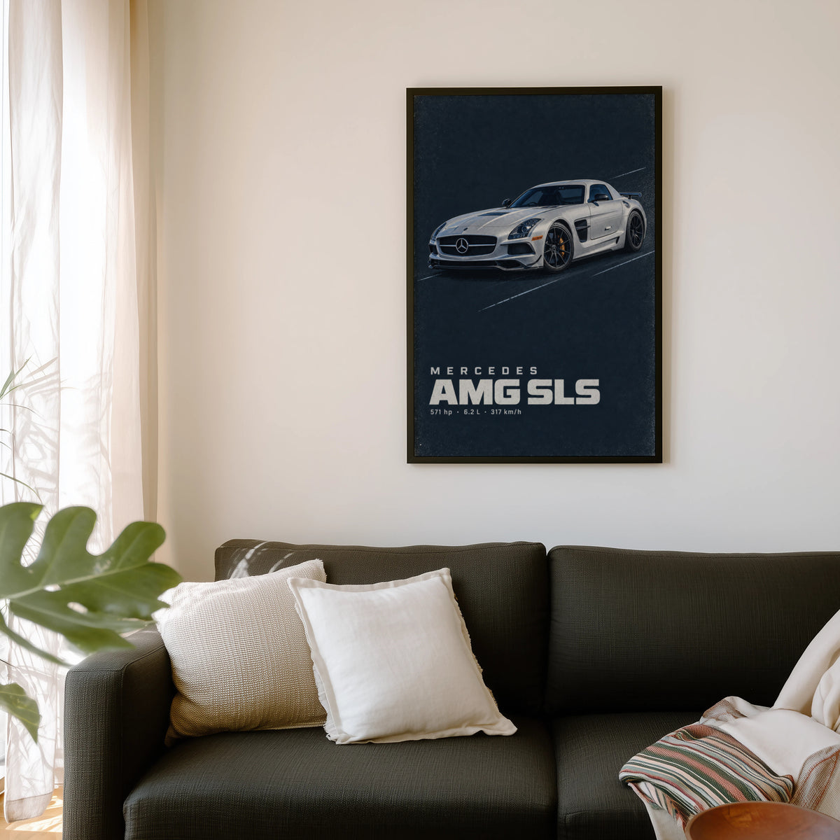 Vintage Mercedes AMG SLS Print, Car Wall Art