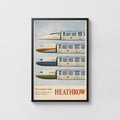 Vintage Heathrow Poster, London Tube Wall Art Print