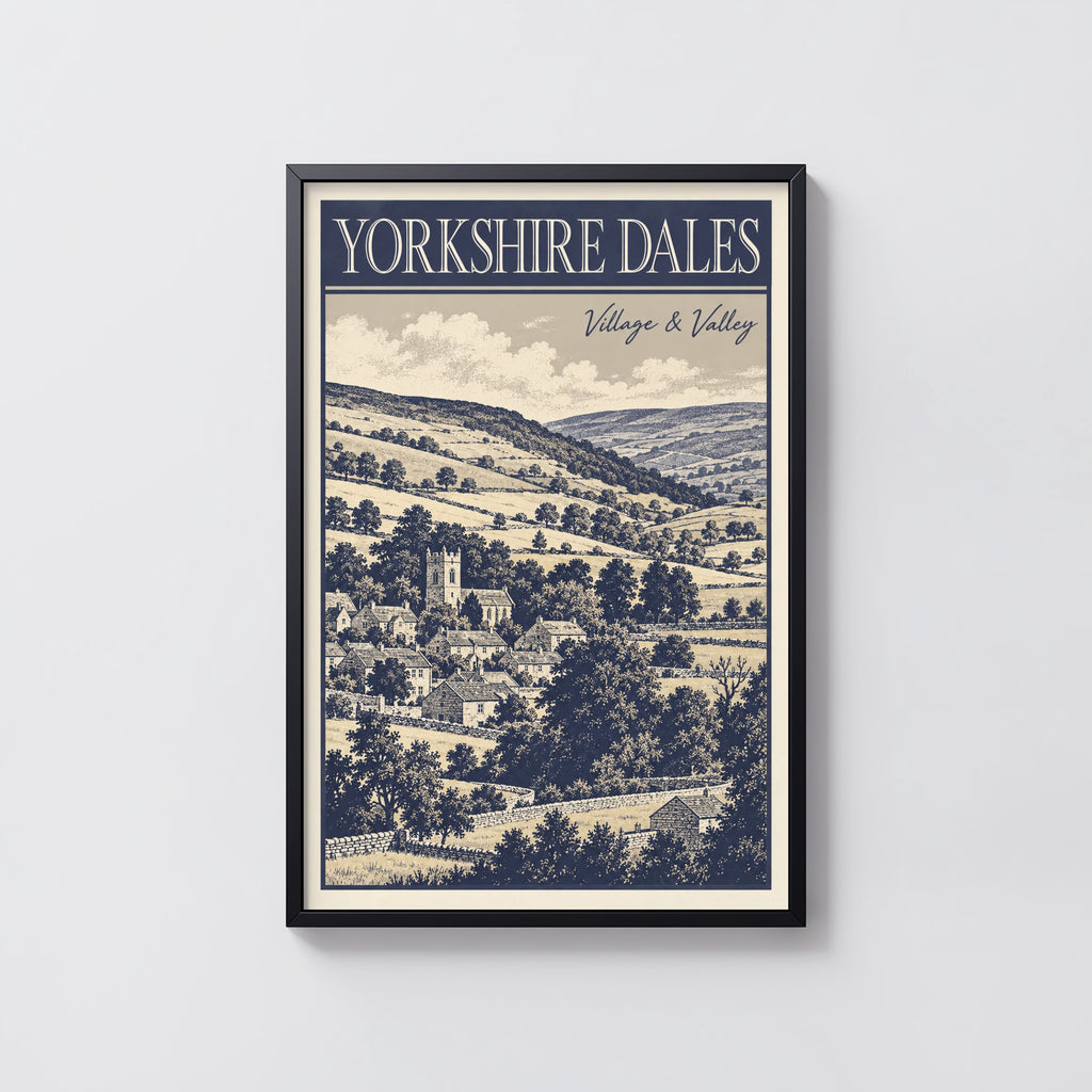 Vintage Yorkshire Dales Poster, Village Wall Art, Print