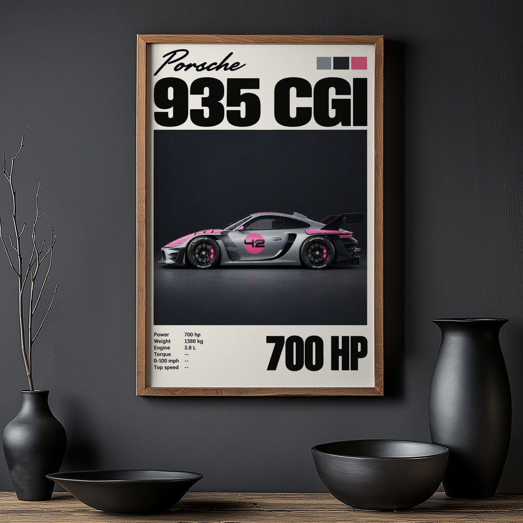 Vintage Print, Porsche 935 Racing Car Wall Art