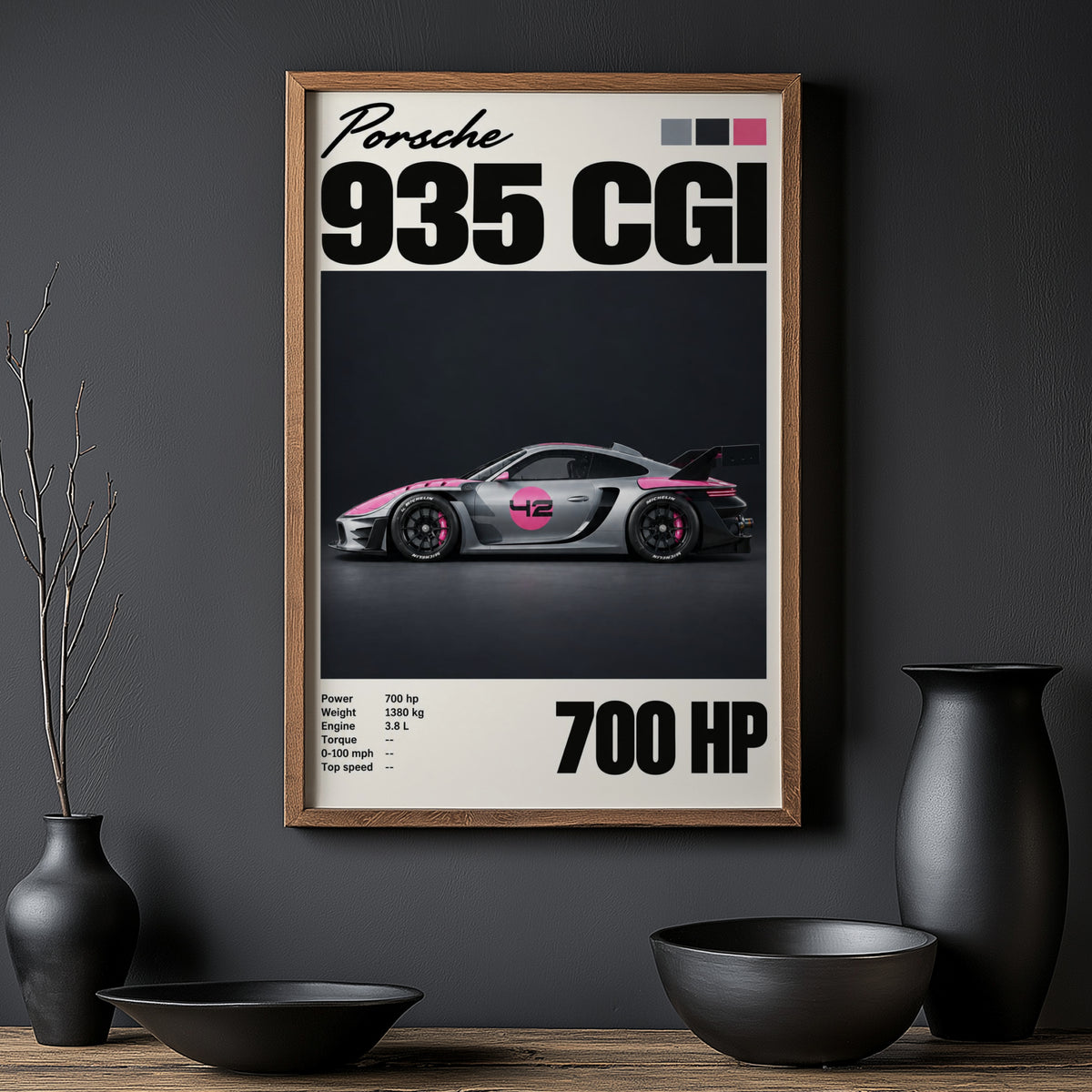 Vintage Print, Porsche 935 Racing Car Wall Art
