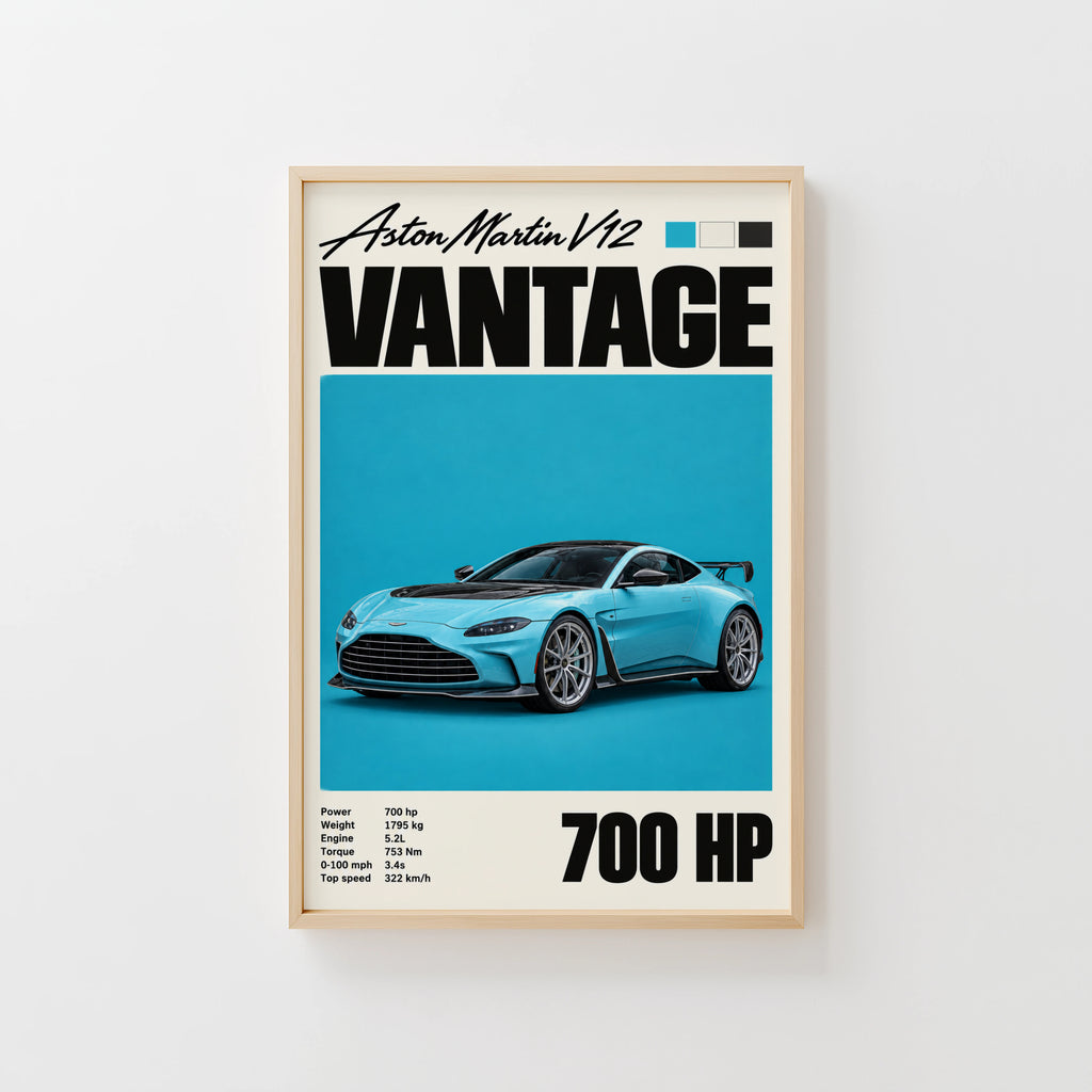 Vintage Aston Martin V12 Vantage Print, Car Art