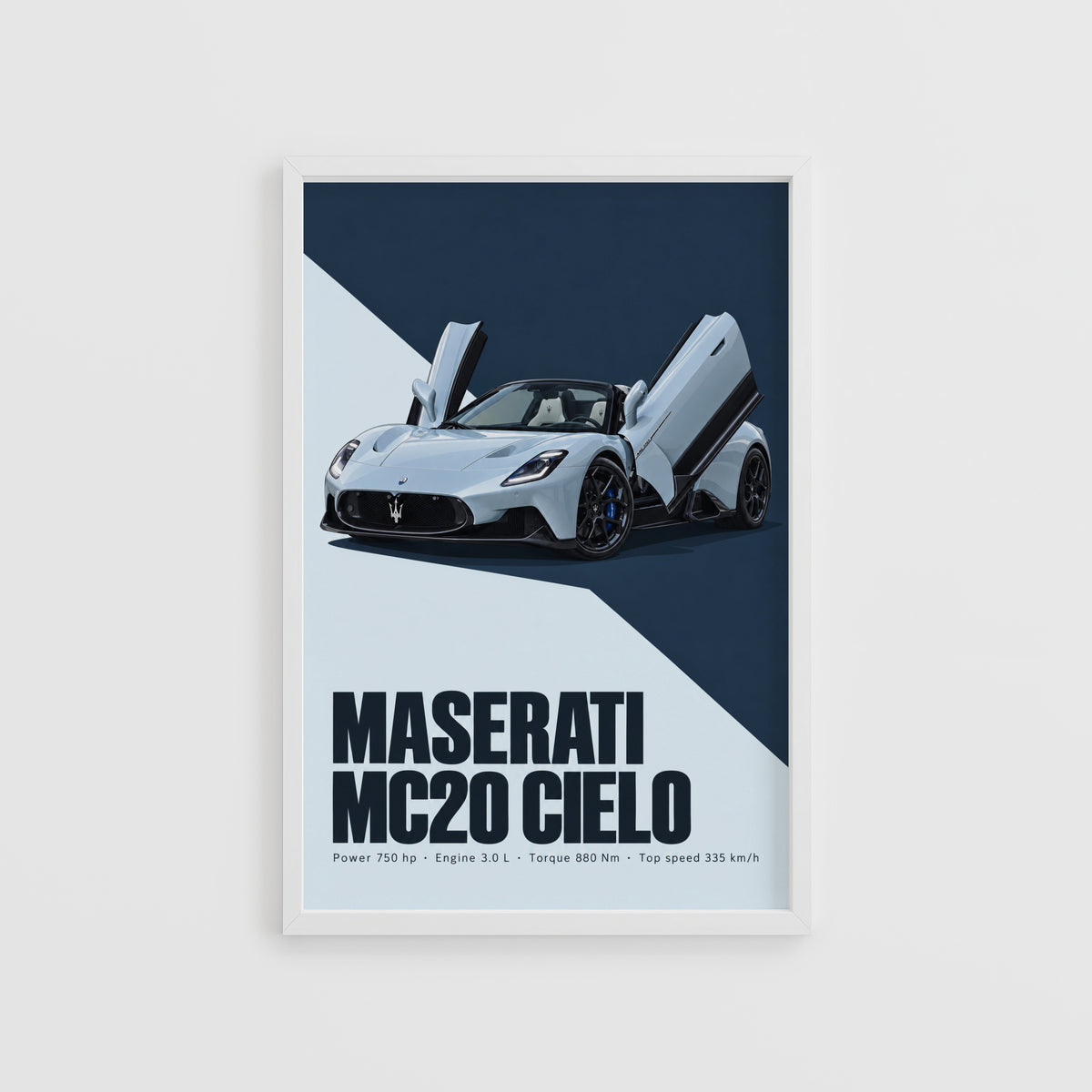 Vintage Maserati MC20 Cielo Print, Car Wall Art