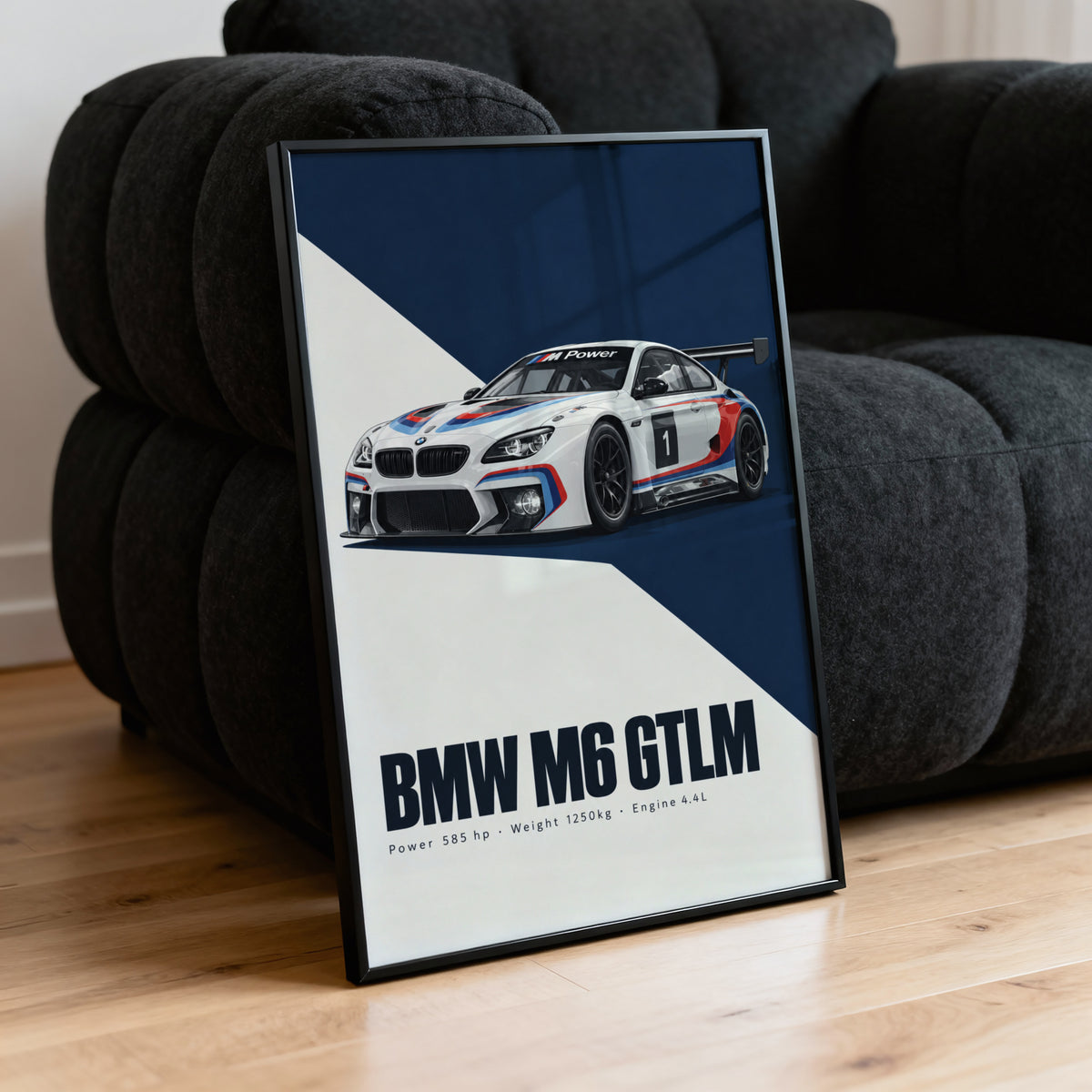 Vintage BMW M6 GTLM Racing Car Print, Wall Art