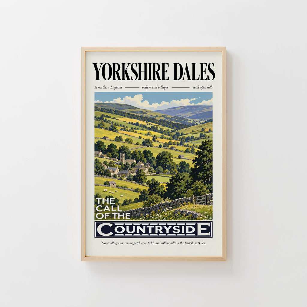 Vintage Yorkshire Dales Poster, Countryside Wall Art