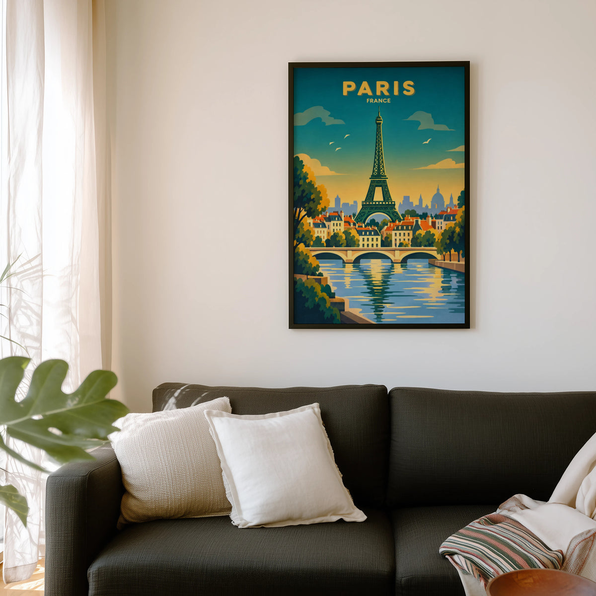 Vintage Paris Poster, Eiffel Tower Wall Art, France Print