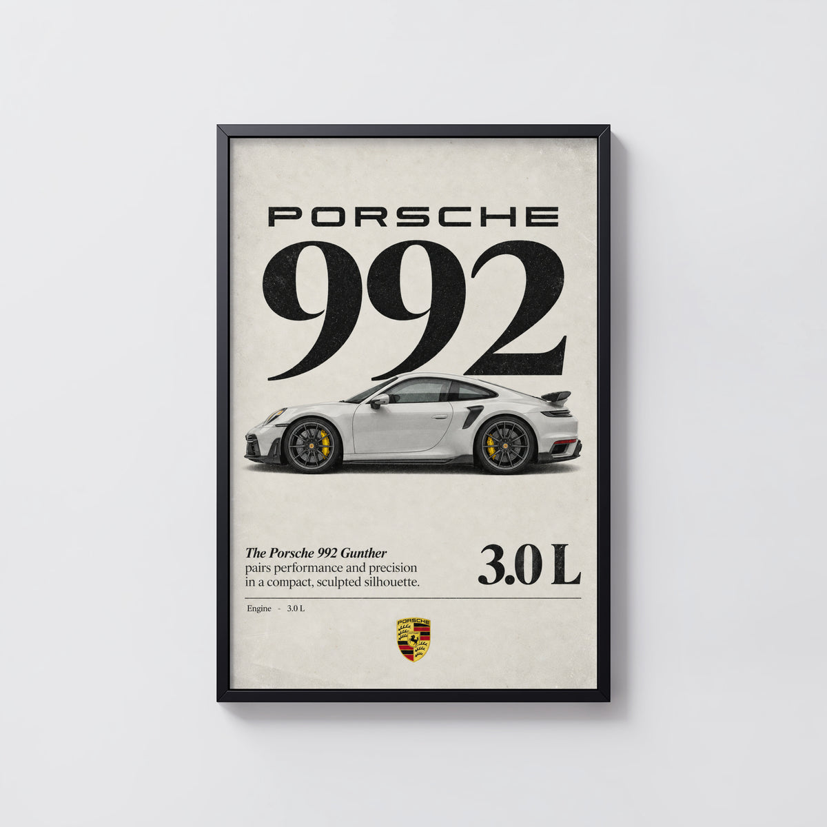 Vintage Porsche 992 Print, Car Wall Art