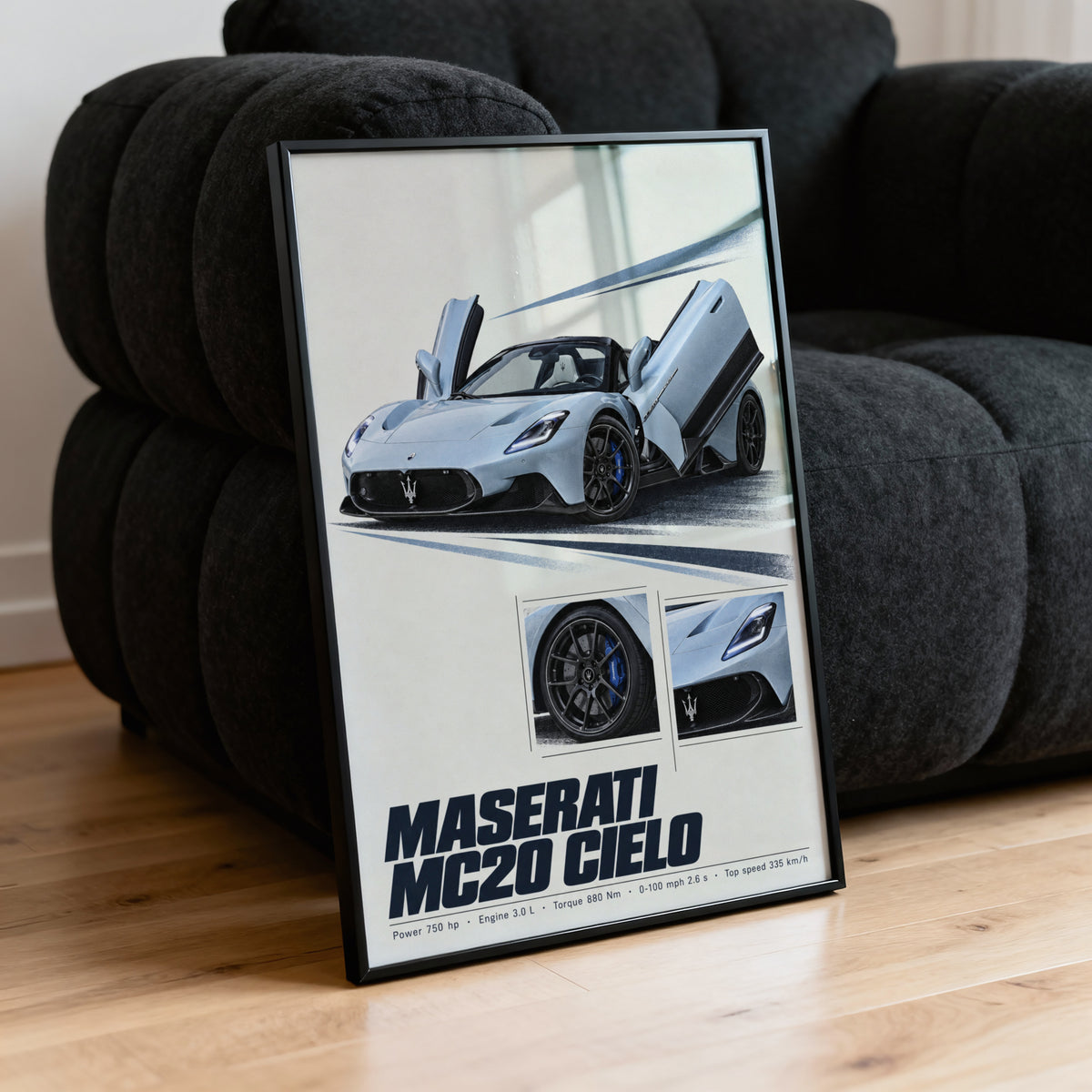Vintage Maserati MC20 Cielo Print, Supercar Art