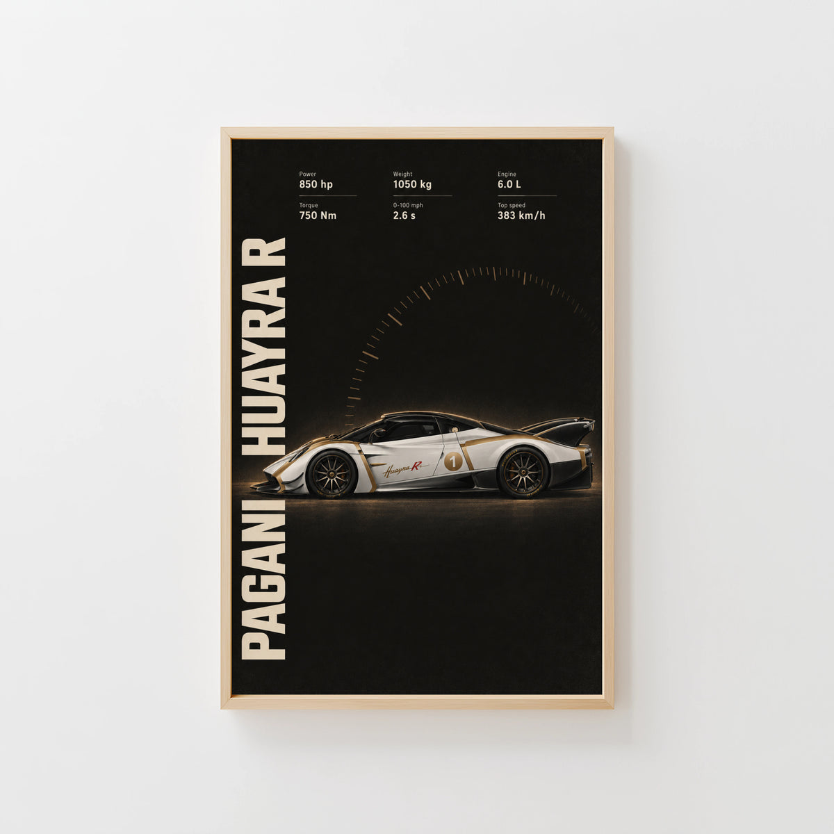 Vintage Pagani Huayra R Print, Supercar Wall Art