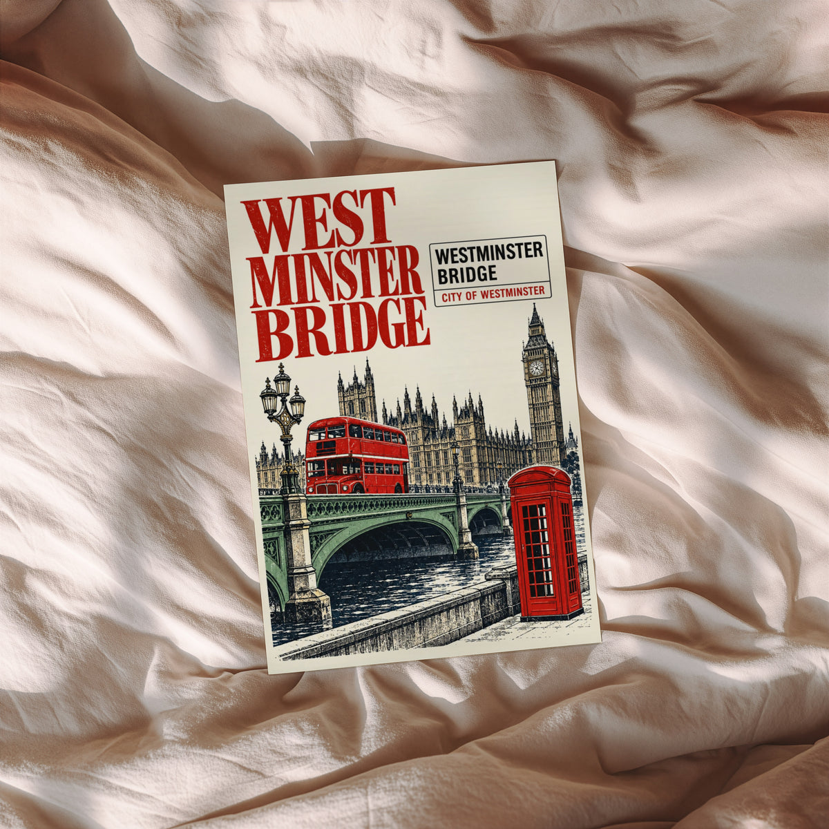 Vintage Westminster Bridge Poster, London Wall Art Print