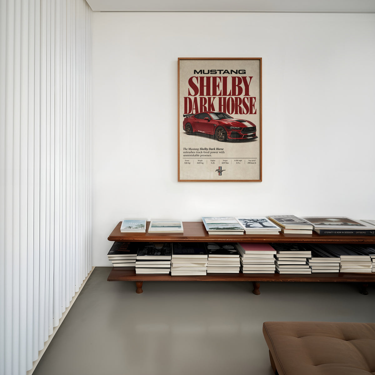 Vintage Mustang Shelby Dark Horse Print, Car Art