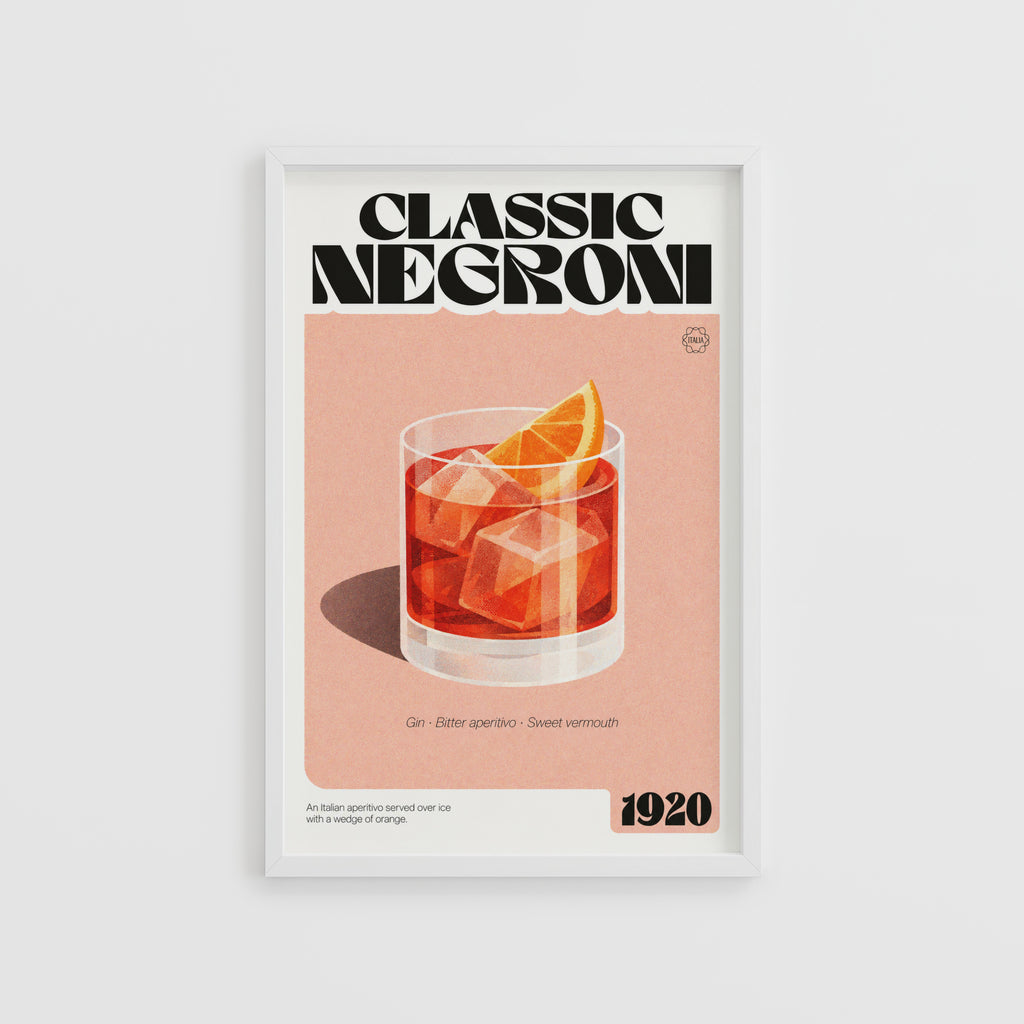 Vintage Negroni Print Poster, Cocktail Wall Art Italia