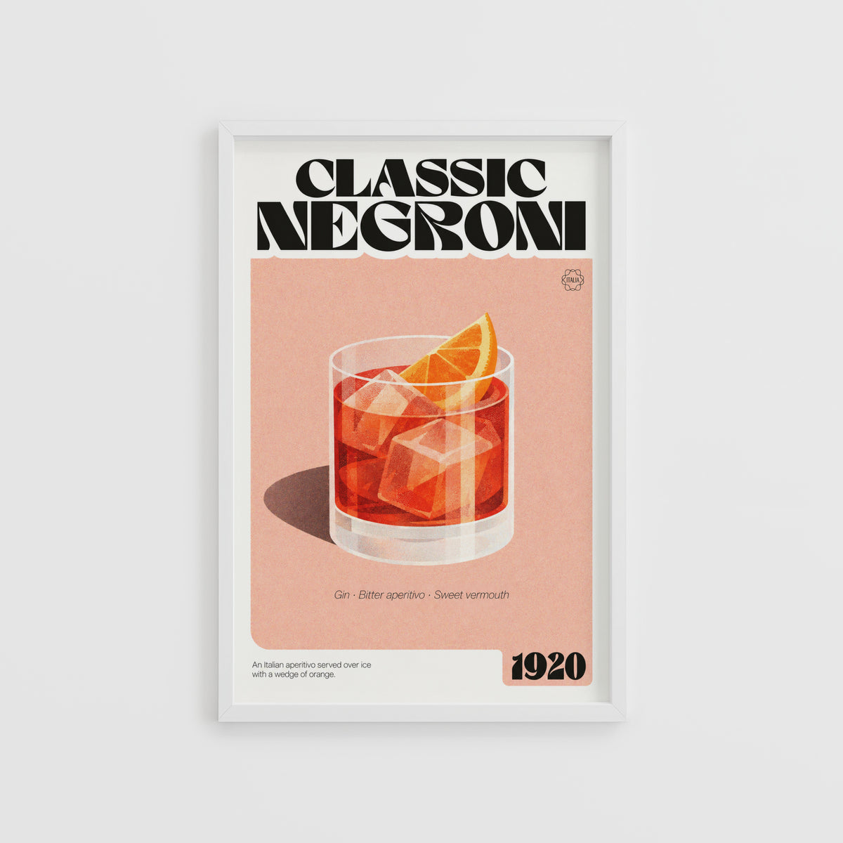 Vintage Negroni Print Poster, Cocktail Wall Art Italia