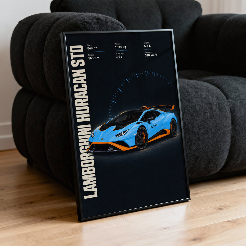 Vintage Lamborghini Huracan STO Print, Supercar