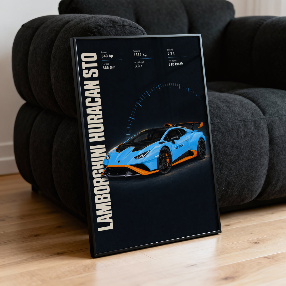 Vintage Lamborghini Huracan STO Print, Supercar