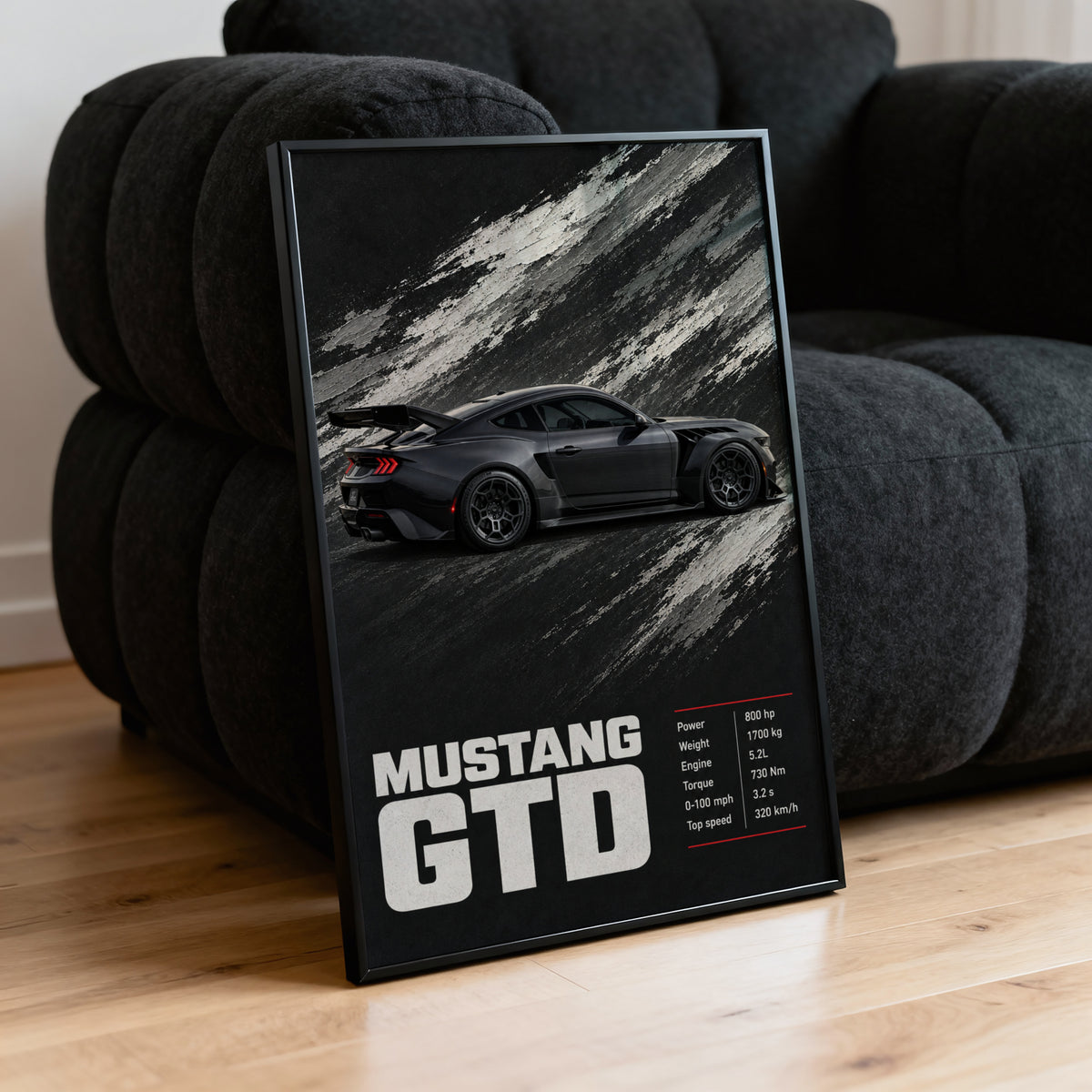 Vintage Mustang GTD Print, Muscle Car Wall Art