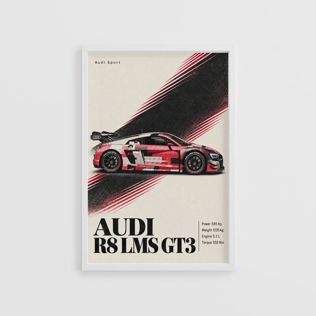 Vintage Audi R8 LMS GT3 Print, Racing Car Poster
