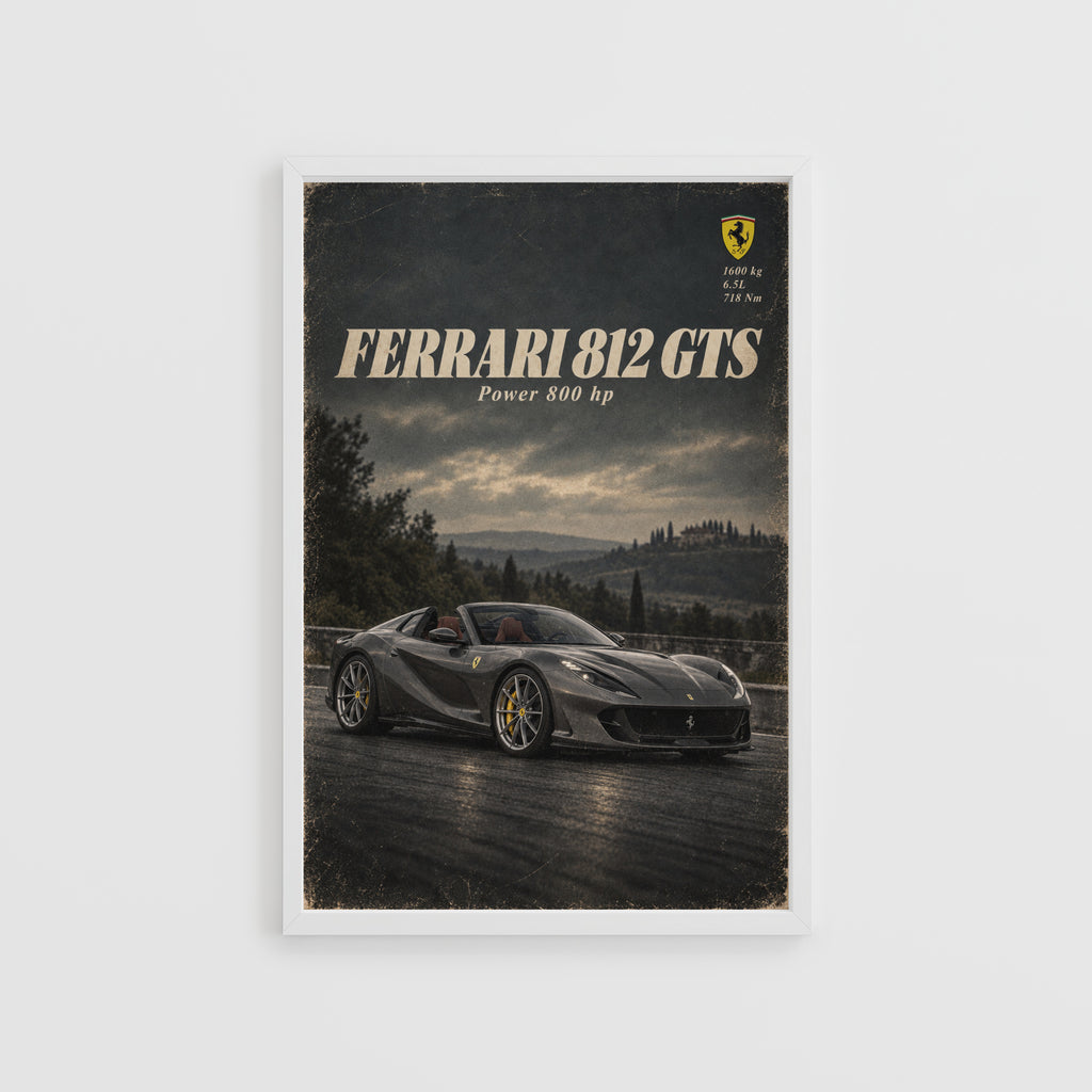 Vintage Ferrari Print, Supercar Wall Art