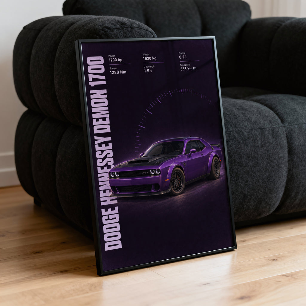 Vintage Dodge Demon Print, Purple Muscle Car Art