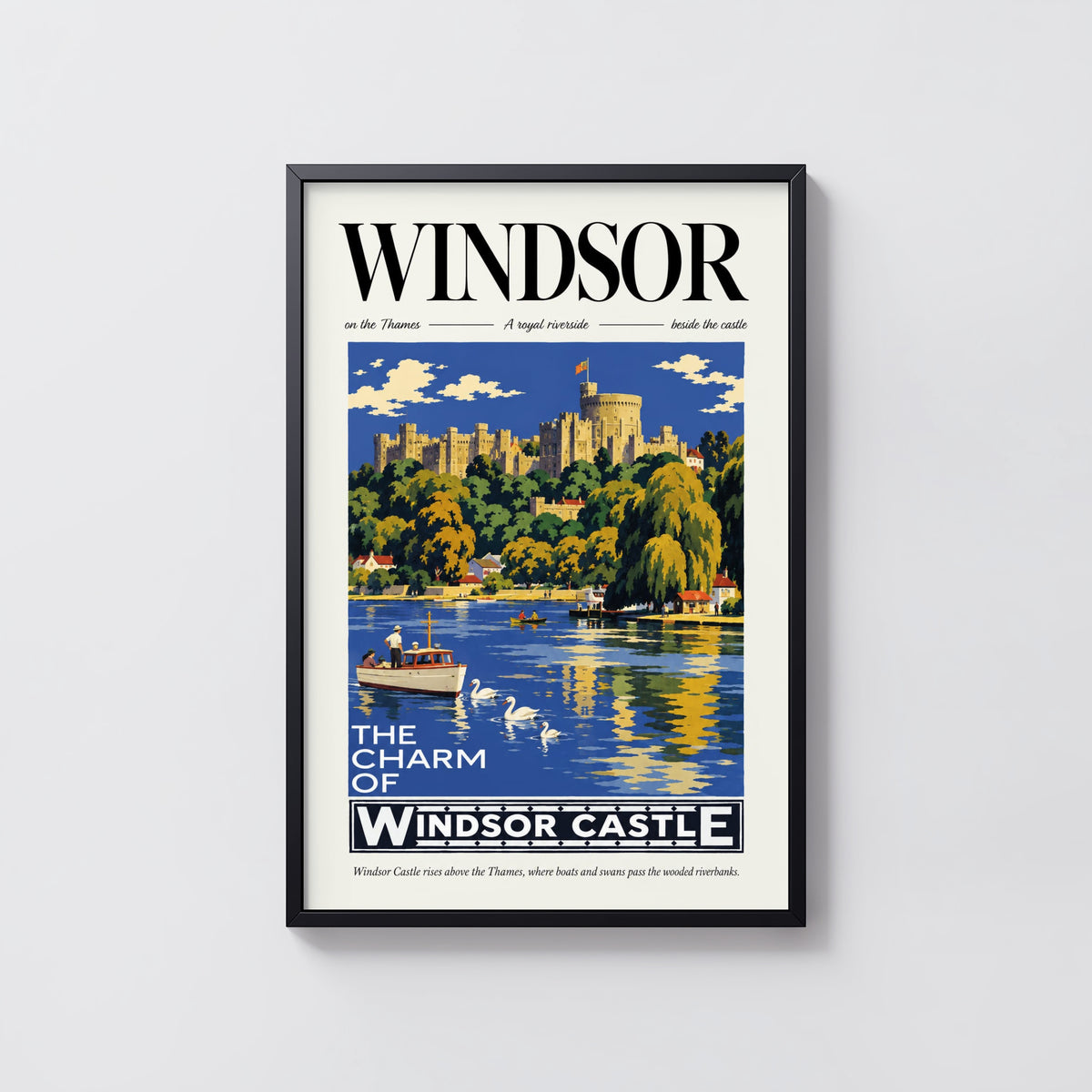 Vintage Windsor Castle Poster, Thames Wall Art
