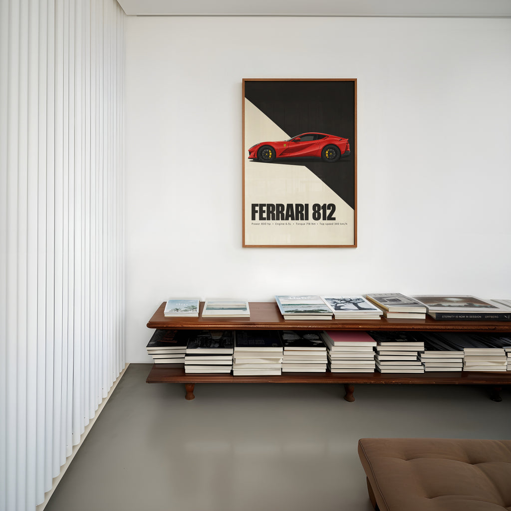Vintage Ferrari 812 Car Print, Supercar Wall Art