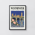 Vintage Westminster Bridge Poster, London Wall Art Print