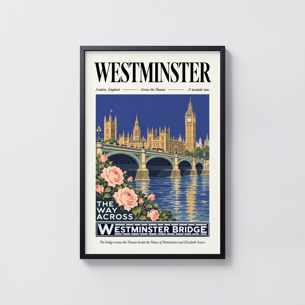 Vintage Westminster Bridge Poster, London Wall Art Print