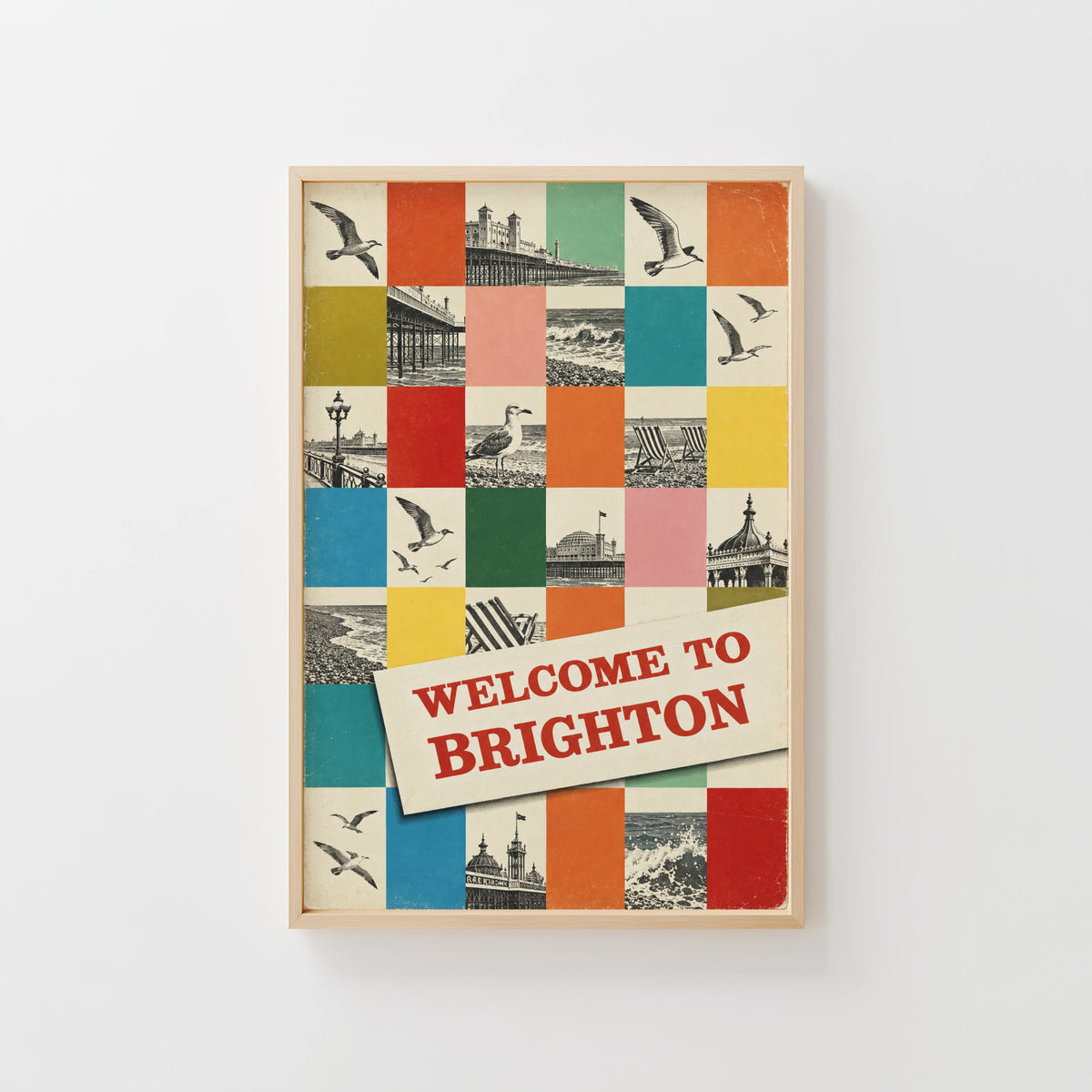 Vintage Brighton Poster, Seaside Wall Art, Pier Print