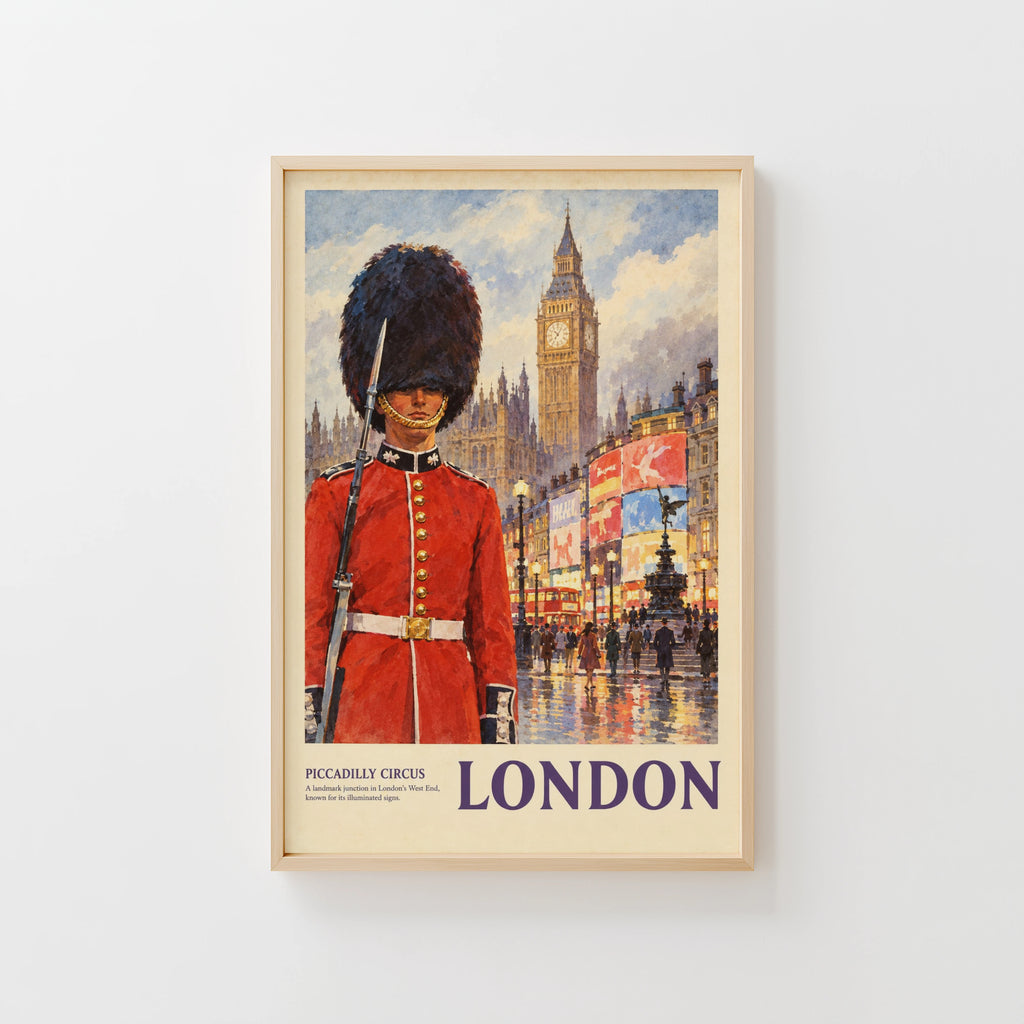 Vintage London Poster, Piccadilly Circus Print, Wall Art