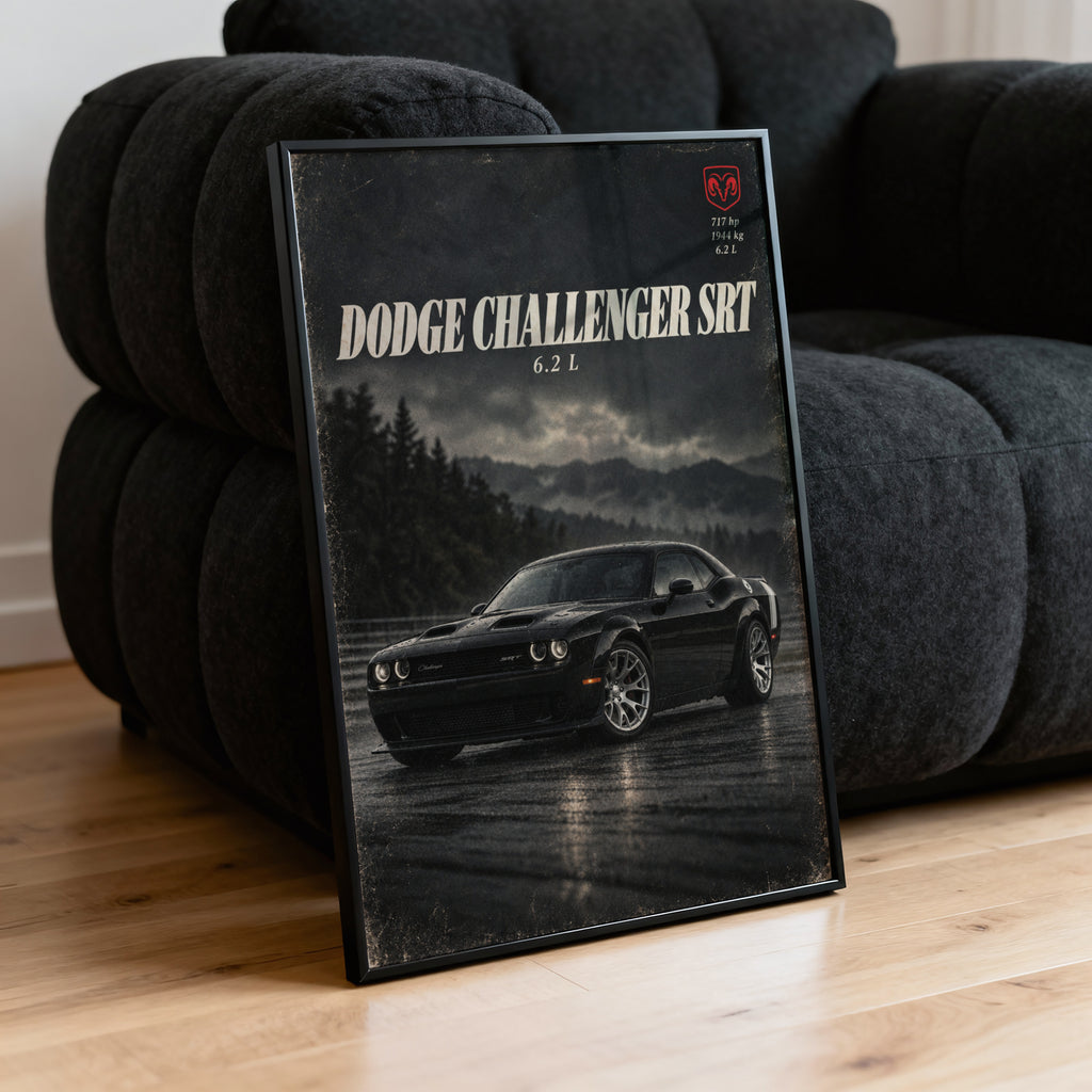 Vintage Dodge Challenger SRT Print, Muscle Car