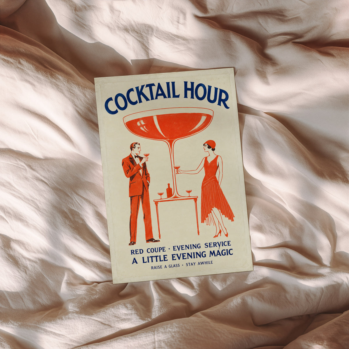 Vintage Cocktail Hour Print Poster, Art Deco Bar Art