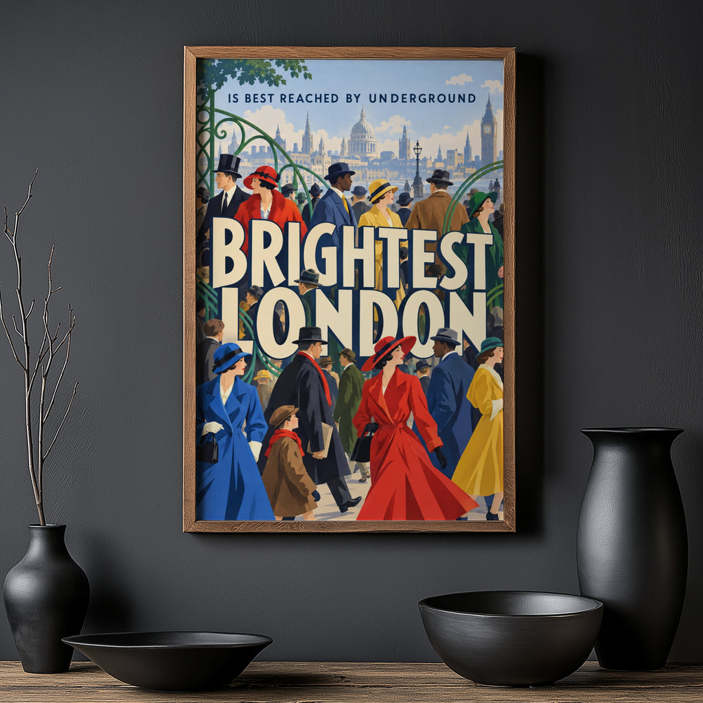 Vintage London Poster, Art Deco Wall Art, Travel Print