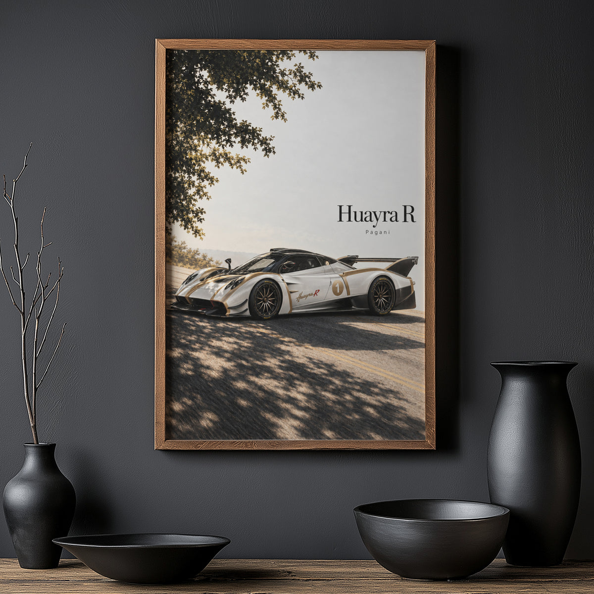 Vintage Pagani Huayra R Print, Supercar Wall Art