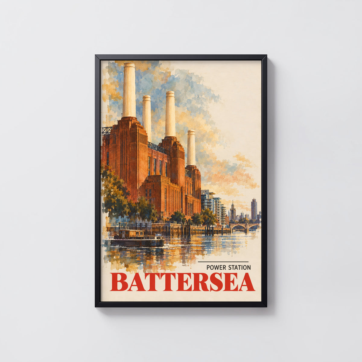 Vintage Battersea Power Station Poster, London Wall Art